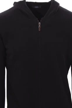 Full zip cappuccio in lana e cashmere