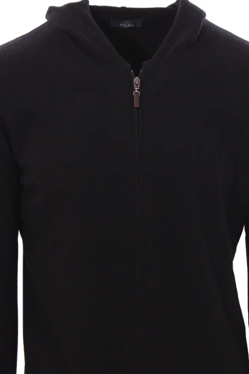 Full zip cappuccio in lana e cashmere
