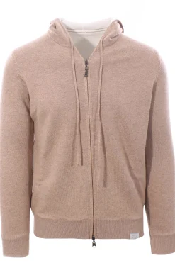 full zip cappuccio reversibile in lana e cashmere