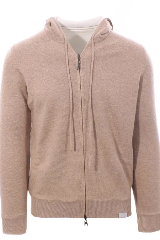 full zip cappuccio reversibile in lana e cashmere