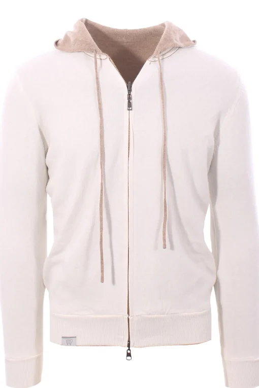 full zip cappuccio reversibile in lana e cashmere