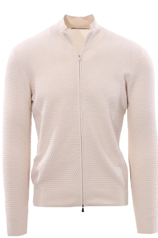 Full zip punto pannocchia in cotone egiziano