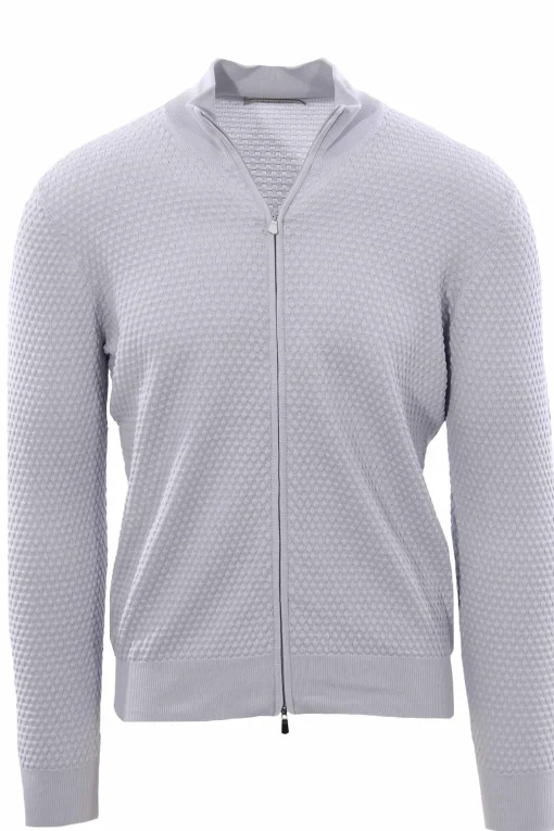 Full zip punto pannocchia in cotone egiziano
