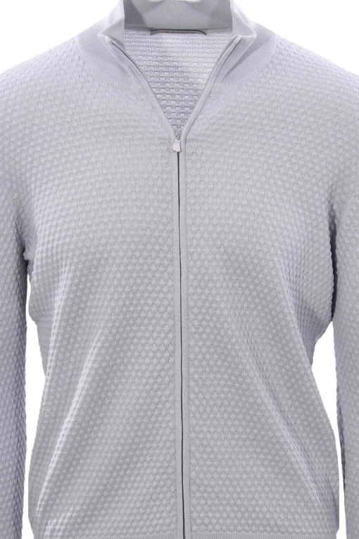 Full zip punto pannocchia in cotone egiziano