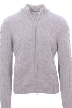 full zip treccia in cashmere