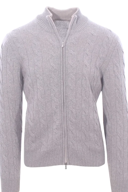 full zip treccia in cashmere