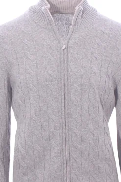full zip treccia in cashmere