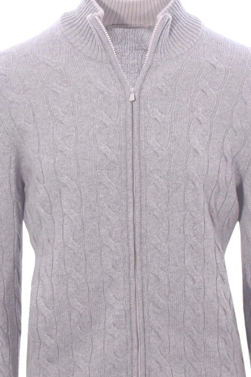 full zip treccia in cashmere