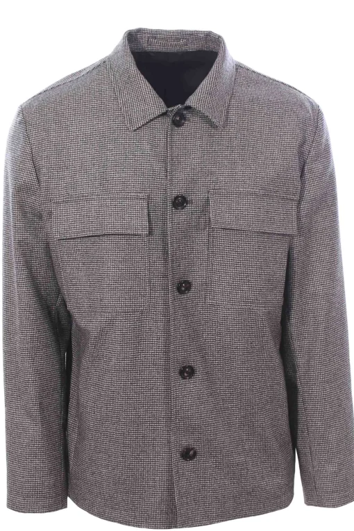 giacca camicia in lana e cashmere pied de poule