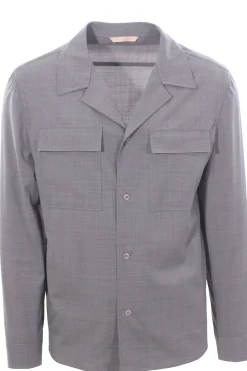 giacca camicia in tela di lana