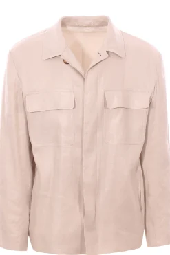 giacca camicia over in misto lino