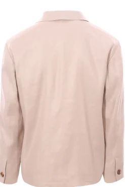 giacca camicia over in misto lino