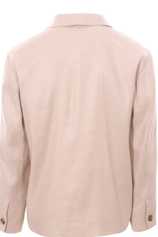 giacca camicia over in misto lino