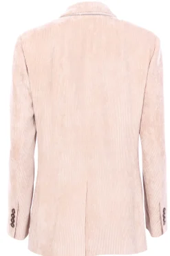 Giacca doppio petto in corduroy martellato con monile