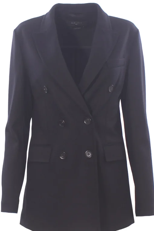 Giacca lunga doppiopetto in lana e cashmere