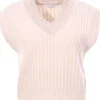 Gilet in cashmere a coste con dazzling neckline
