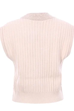 Gilet in cashmere a coste con dazzling neckline