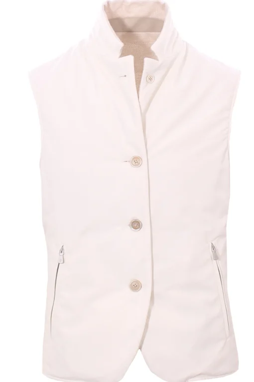 gilet reversibile in lino e cotone