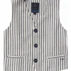Gilet rigato in cotone e lino