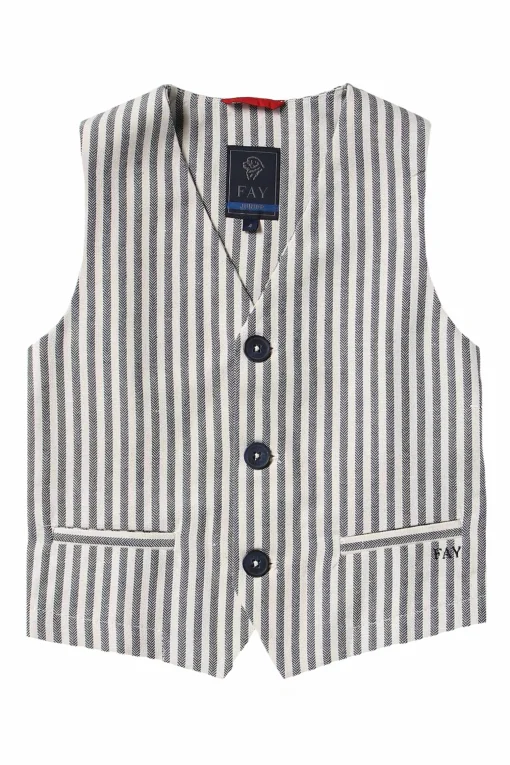 Gilet rigato in cotone e lino