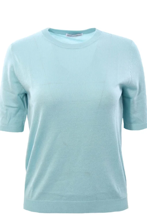 Girocollo manica corta in seta e cashmere