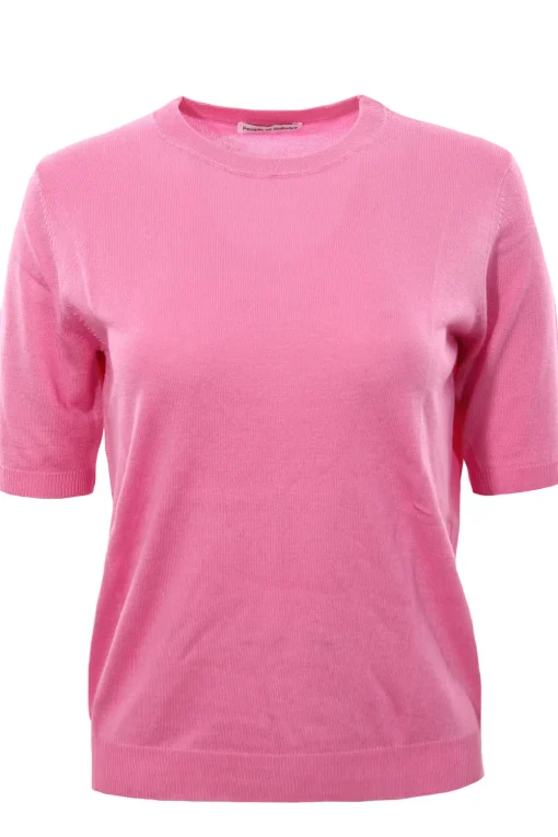 Girocollo manica corta in seta e cashmere