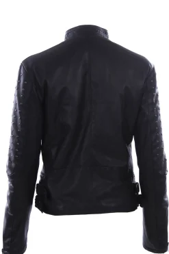 Giubbino chiodo in pelle con borchie