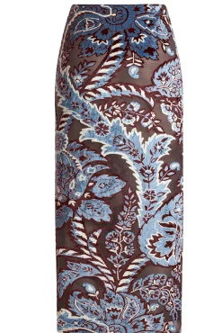 Gonna in tulle jacquard in velluto