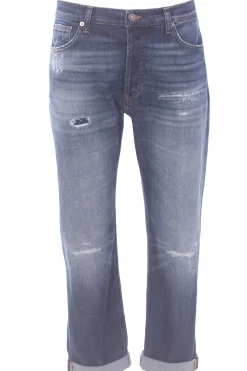 Jeans icon con rotture e risvolto