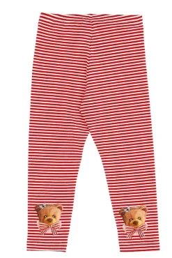 Leggings rigato con orso