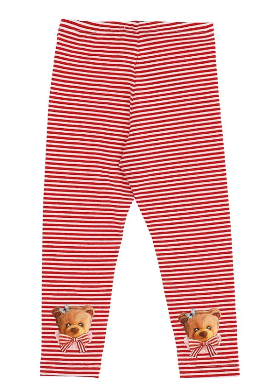 Leggings rigato con orso