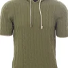 maglia cappuccio treccia di cotone
