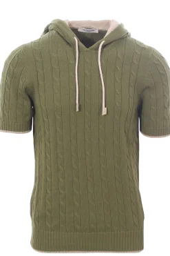 maglia cappuccio treccia di cotone