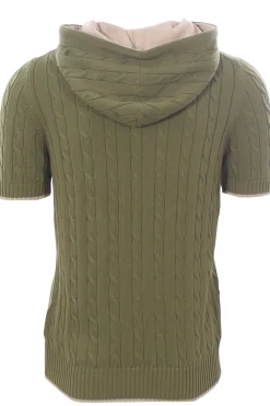maglia cappuccio treccia di cotone