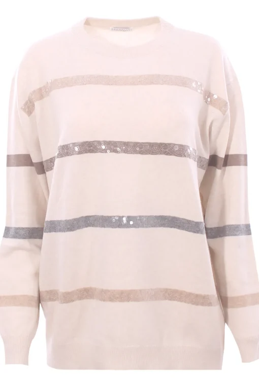 Maglia dazzling stripes in lana cashmere e seta