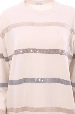 Maglia dazzling stripes in lana cashmere e seta