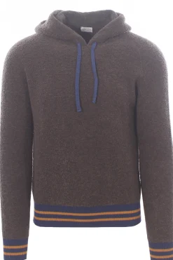 maglia in lana bouclé con contrasti