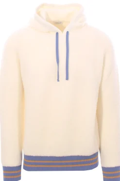 maglia in lana bouclé con contrasti