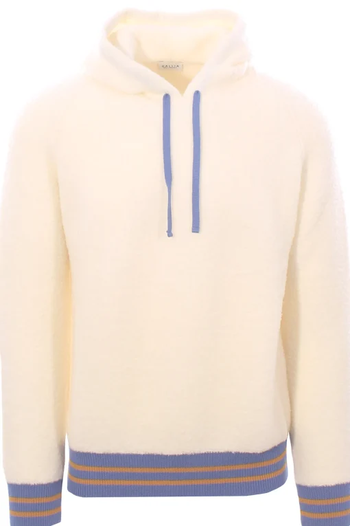 maglia in lana bouclé con contrasti