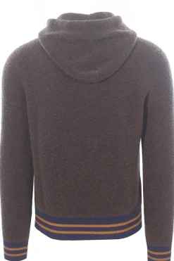 maglia in lana bouclé con contrasti