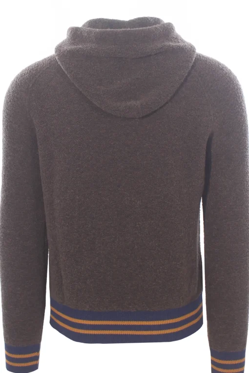 maglia in lana bouclé con contrasti