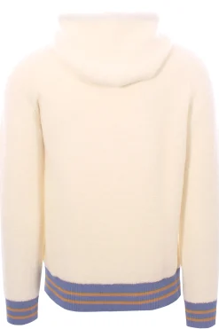 maglia in lana bouclé con contrasti