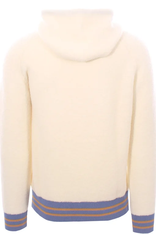 maglia in lana bouclé con contrasti