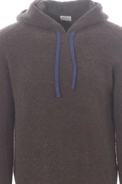 maglia in lana bouclé con contrasti