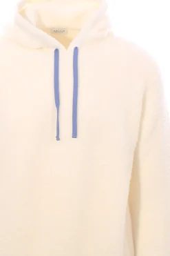 maglia in lana bouclé con contrasti