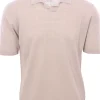 maglia polo collo bowling in lino