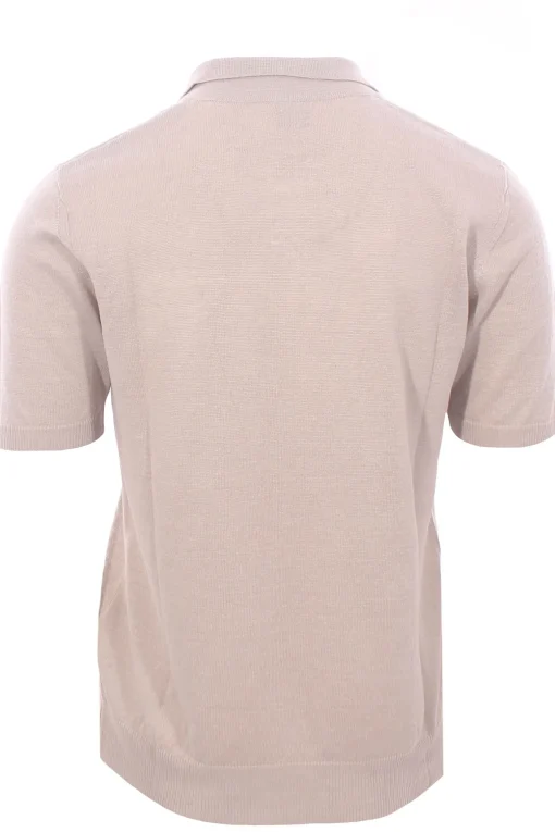 maglia polo collo bowling in lino