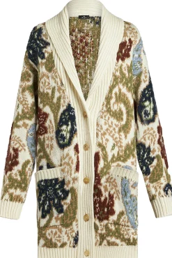 Maxi cardigan in maglia jacquard