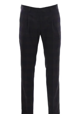 Pantalone check in lana pettinata