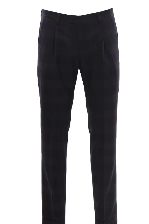 Pantalone check in lana pettinata